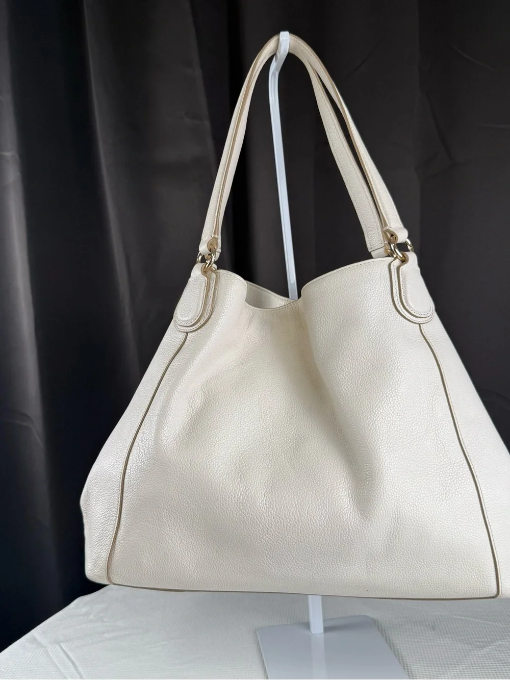 Coach Cream Leather Studded Shoulder Tote